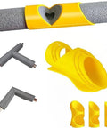 Three Piece Foam Pipe Cutter Kit For Insulation Lagging Cutting Handy Fixture with yellow fixture, foam pipes, and fittings