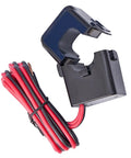 Rock Solid Split Core Current Transformer With No Sweat Clamp Install 50A 100A 150A 200A Options, featuring black housing and dual wire leads.
