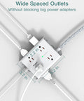 10 Foot Surge Protector Power Strip With 8 AC Outlets And 4 USB Ports Including USB C Three Side Outlet Extender top view