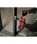 M18 1/2-Inch Cordless Drill Driver Bare Tool With Belt Clip And Side Handle All Metal Chuck Fastest Drive Under Load Pro Setup in use on framing.