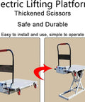 Heavy Duty Portable Hydraulic Lift Table Cart With Electric Motor And Strong Steel Shear Fork For Moving Heavy Loads Up To 660 Lbs Safely In Warehouse Or Garage Jobs, showing scissor lift design.