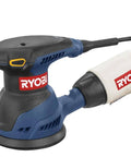 Killer Grade Five Inch Variable Speed Random Orbit Electric Power Sander With Rapid Spin Control Pad and Rubber Tread Grip for Serious Woodworking Hustle, featuring cushioned grip and dust bag.