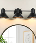 Lit 3 Light Vanity Bath Fixture Over Mirror In Matte Black Modern Farmhouse Rustic Industrial Wall Mount Sconce