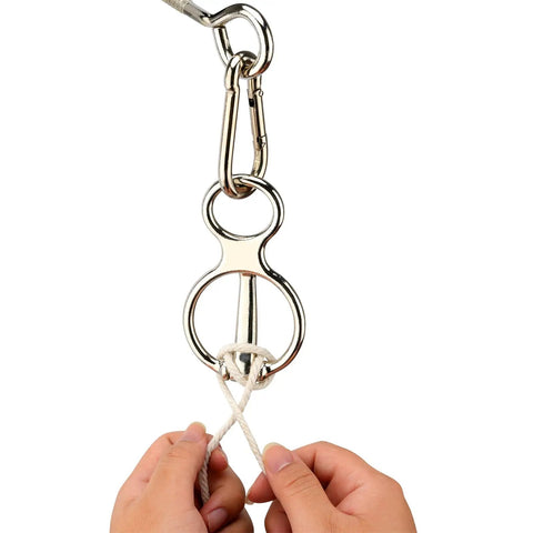 2 Pack 304 Stainless Steel Horse Tie Ring With Eye Bolt in use, showing gentle lead rope handling for safety and control
