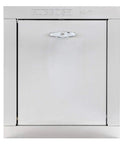 Front view of Stainless Steel Trash Chute Door With Bottom Hinged Design, Easy Install, 15W By 18H Inches, Self Closing, Fire Rated And UL Listed.