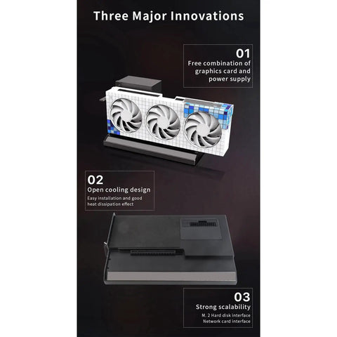 Image of Badass Thunderbolt 3 And 4 External GPU Dock Station With PCIe 3.0 X4 Speed, showcasing cooling design and GPU configuration.