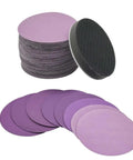 Kickstart Your Projects With This 41 Piece 3 Inch Hook And Loop Wet Dry Sanding Disc Set And Interface Pads For Woodworking Auto Body Repair And Metal Polishing Featuring Wide Grit Range That Makes Heavy Duty Surface Prep A Breeze No More Jams Or - Includes 41 purple sanding discs and H&L backing pad.