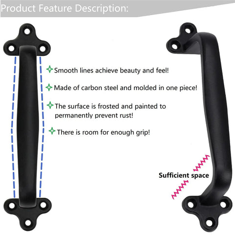 2 Pack Gate Handle 7.6 Inch Carbon Steel Sliding Barn Door Pulls With Screws, Vintage Farmhouse Iron Hardware, detail view
