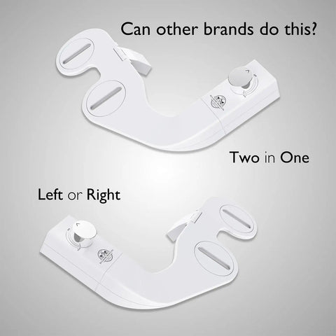 Ultra Slim Bidet Attachment With Switchable Left And Right Control And Dual Nozzles For Female And Posterior Cleaning Hinged Design Non Electric No Fuss Easy Install Fits Most Toilets Off White, top and bottom view
