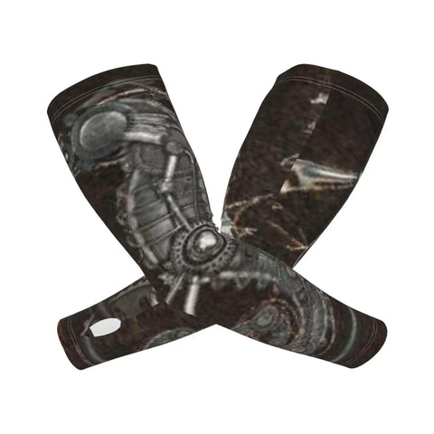 Steampunk Seahorse Cooling Arm Sleeves With Thumb Holes Upf 50+ Sun Protection Stretchable Compression Gear For Golf And Running, view of armbands.