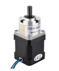Geared Nema 17 Stepper Motor With 5 To 1 Planetary Gearbox High Torque And Precise Positioning 1.68A Rated Self Locking At Power Down Smooth Low Speed Control For CNC 3D Printer And Robotic Projects, black aluminum stepper motor with shaft and wires