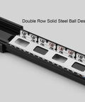 Close-up of One Pair Full Extension Drawer Slides Rails 10 12 14 16 18 20 22 Inch Soft Close with double row solid steel ball design