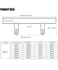 Diagram of Stainless Steel Cabinet Drawer Handles 224mm Long, Universal Furniture Hardware with measurements and size chart.