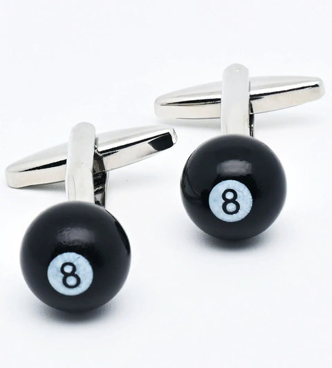 Black 8 Ball Cufflinks For Men With Gift Case Party Ready Dress Shirt Accessory Lucky Pool Ball Themed Jewelry For French Cuffs Wedding Formal Wear Eco Friendly Brass Cufflinks Set, 10mm black 8-ball pair
