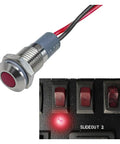 8mm Panel Mount Red LED Indicator Light for 12V 24V Vehicles Low Power Dash Signal Lamp With 8mm Mount Hole and About Five Point Six Six Inch Wires Easy Install for Cars Trucks RVs Boats, red LED on panel