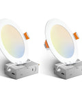 2 Pack 6 Inch Led Recessed Ceiling Lights With Slim Wafer Profile And Built In Junction Box. Adjustable color temperature feature.