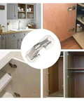 Rotating Concealed Cabinet Hinges Set For No Drill Installation In Stainless Steel Finish shown in various cabinet settings