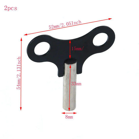 2Pcs Metal Winder Clock Key Black For Wall Clocks And Wooden Clocks DIY Friendly Replacement Tool showing dimensions