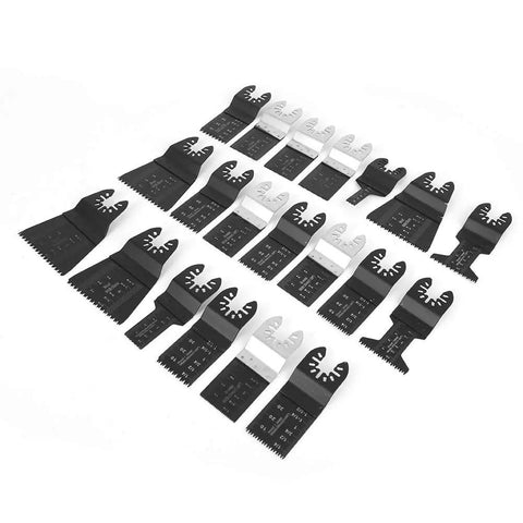 All Purpose Oscillating Tool Blade Kit, 20 Piece High Carbon Steel Set arranged in diagonal rows