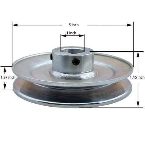 Single Groove V Belt Pulley 5 Inch OD 1 Inch Bore Motor Pulley Carbon Steel Zinc Plated with keyseat and dimensions shown