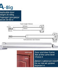 Automatic Door Closer With Silent Soft Close, Adjustable Tension For Doors Up To 60Kg, 80 To 110 Degree Positioning diagram