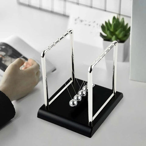 Pendulum Balance Newton's Cradle Steel Balls For Science Experiments And Desk Decor, Stainless Steel Mirror Finish on table