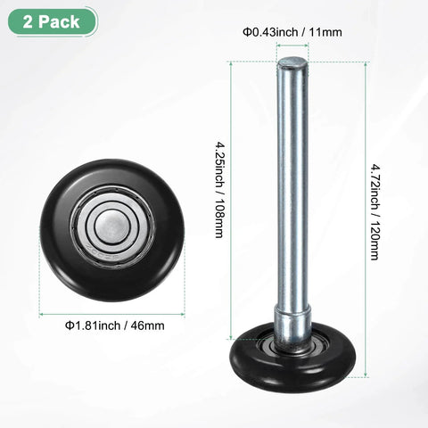 Two Pack Nylon Garage Door Rollers 1.8 Inch Squeak Free Quiet Wheels With 108mm Stem High Load 6200zz Sealed Eight Ball Bearings