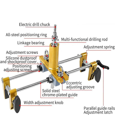 Top Tier Door Lock Installation Kit With Heavy Duty Tungsten Steel Cutters And Mortise Hole Saw For Snappy Precise Woodworking Jobs On All Types Of Doors, gold steel guide rails