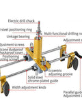 Ultimate Door Lock Hole Opener Kit With 3 Tungsten Steel Cutters And Mortise Template Perfect For Fast High Precision Wood Drilling And Home Improvement Hacks Without Frustration. annotated drill guide with steel rails and clamps