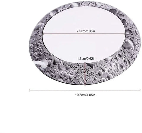 Smart Usb Coffee Mug Warmer And Electric Beverage Heater For Desk Use, oval shape, water droplet design, dimensions 10.3cm x 7.5cm.