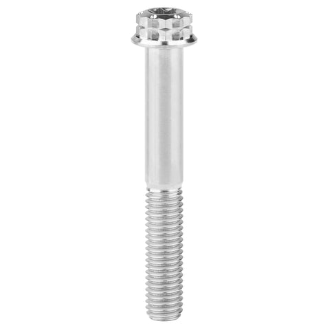 Titanium flange bolt with 12-point head, M8 thread, 80mm length and unthreaded shank