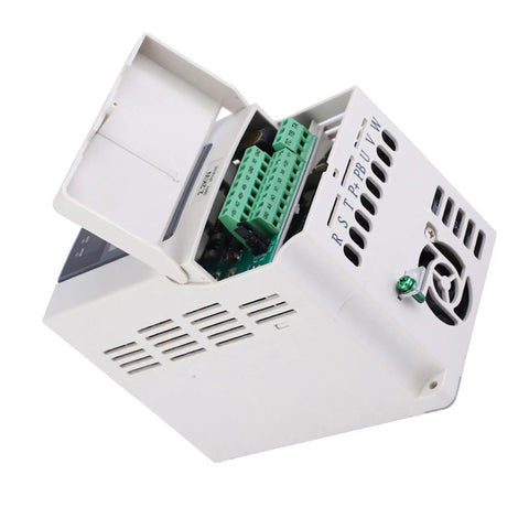 2.2KW 380V VFD Variable Frequency Drive Inverter For 3 Phase Motors Beefy Torque Speed Controller For CNC Spindle Fans Pumps Conveyors And Industrial Equipment Wide 0 To 400Hz Range, open terminal view