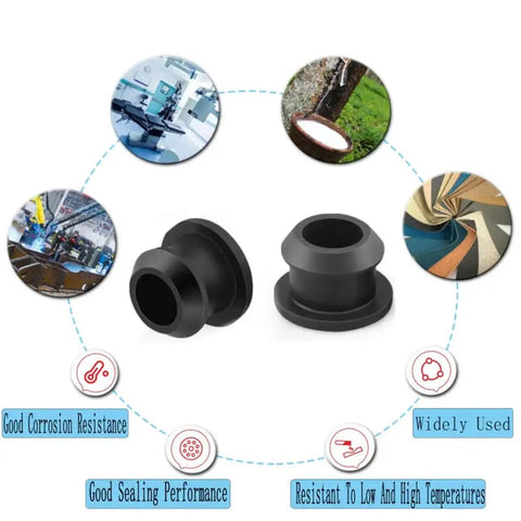Heavy Duty Black Silicone Rubber T-Shape Snap-On End Caps Plugs Blank Tube Inserts Bungs For Hose Sealing High Temp Dust Proof Kit Assortment, black tube plugs