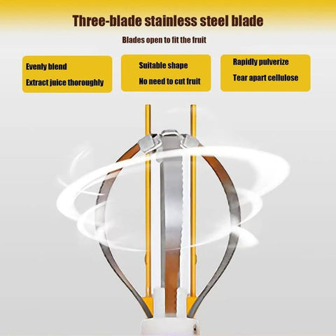 Three-blade stainless steel blade for Heavy Duty Electric Citrus Juicer With Three-Blade Steel Cutter Head for high yield.