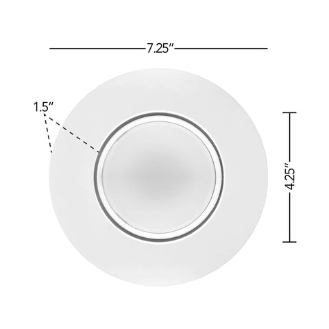 Totally Adjustable 5 6 Inch Led Retrofit Downlight Gimbal 1200 Lumens Bright As Day 90 Degree Beam Spread detailed top view with dimensions.