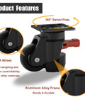 Heavy Duty Leveling Caster Wheels Set Of Four Premium Nylon Rollers Built Like A Tank Rock Solid Stability No Sweat Glide Adjustable Mounts, featuring PA wheel and aluminum alloy frame.