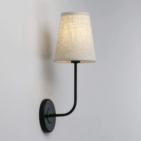 Two Pack Vintage Linen Fabric Shade Wall Sconces Hardwired Bathroom Vanity Lights Black Finish Industrial Wall Mount Fixture For Bedroom Living Room For Any Room Style