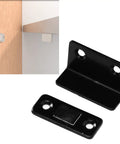 Heavy Duty Magnetic Cabinet Catch 8 Pack L Shaped Black Brackets With Strong Adhesive For Kitchen Doors Drawers And Cupboards No More Slamming mounted on wood