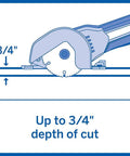 Super Duper Versatile 20Volt Max Cordless Compact Multi Saw Tool Kit showing up to 3/4" depth of cut for precise applications.