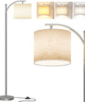 Arc Floor Lamp With Remote Control And Stepless Dimming, 9W Bulb, Adjustable Color Temperature, Set Modes shown in living room setup