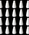 Front view of 20 white ceramic wire connector caps (small porcelain) for high-temperature wiring