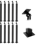 35 And 37 Inch Matte Black Stair Railing Posts, Holeless Steel Balusters, Heavy Duty Deck Railing Kit, set of sleek steel posts.