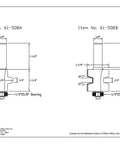 Diagram showing dimensions of Half Inch Shank Bevel Glue Joint Router Bit Set With Carbide Tip for wood routers.