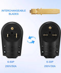 Heavy Duty 2 In 1 Nema 6 50P To 6 30P Male Power Plug Adapter 50 Amp 3 Prong with interchangeable blades and ETL listing.