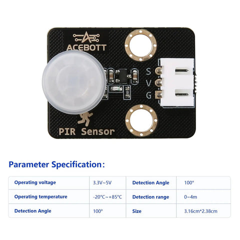 PIR Infrared Motion Sensor Module 3 Pack For Arduino And ESP32 With Easy Plug Cables Grab And Go Body Detection Plug And Play DIY Sensor Kit For Smart Home Projects, black PIR sensor board with 3.16cm x 2.38cm size