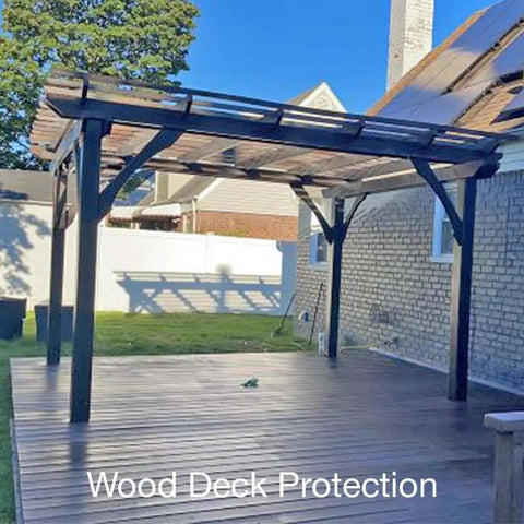 Heavy Duty Liquid Waterproofing Membrane Kills Leaks And Stops Cracks Cold On Roofs Decks And Bathrooms under pergola on wood deck.