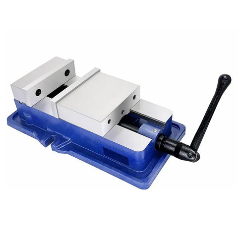 Top Shelf Badass 4 Inch Precision Milling Vise For Cnc And Drill Press, solid blue cast iron with precision slide for clamping.