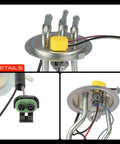 Heavy Duty Electric Fuel Pump Assembly Direct Drop In Swap For Chevy GMC Full Size Trucks And Suburbans 1987 To 1991 close-up showing connections and design details.