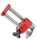 Sheet Metal Roller And Bender, 0 To 100 Degree Angled Bending Tool, metal roller in red with measurement indicators for DIY use.