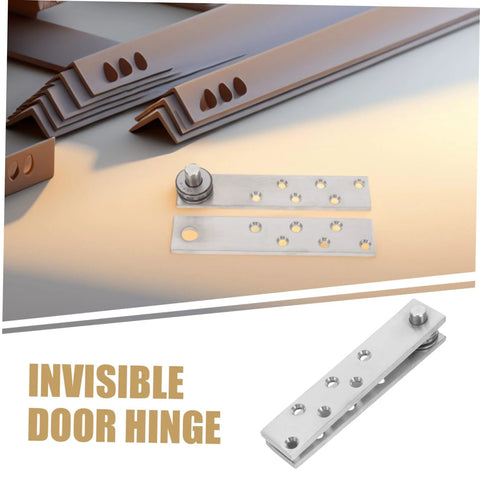 360 Degree Stainless Steel Heavy Duty Pivot Hinges For Hidden Doors And Secret Bookcase Doors Concealed Upper And Lower Hinges System For Quiet Operation And Easy Installation By IWOWHERO displayed with packaging materials